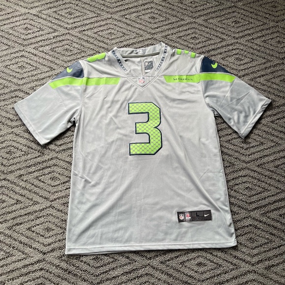 Seattle Seahawks Jersey Mens Large Russel Wilson #3 Gray Nike on Field NFL - Picture 1 of 5